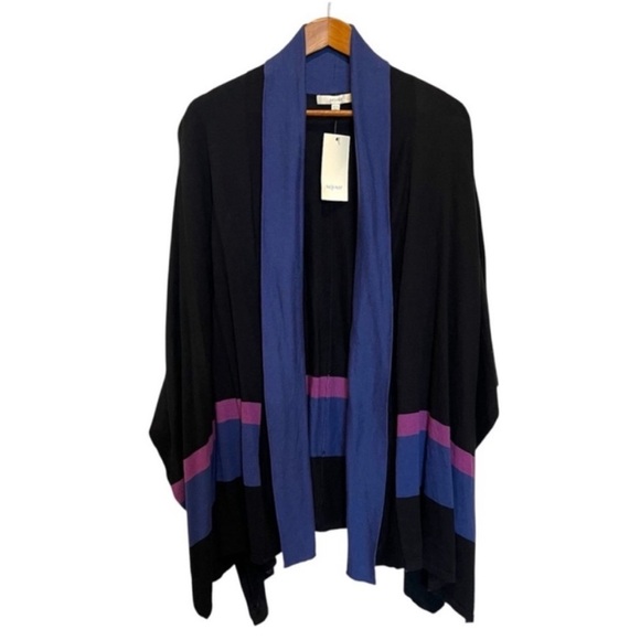 New Sejour Black and Blue Open Front Cardigan Wrap Poncho Size OX / 1X - Picture 7 of 7